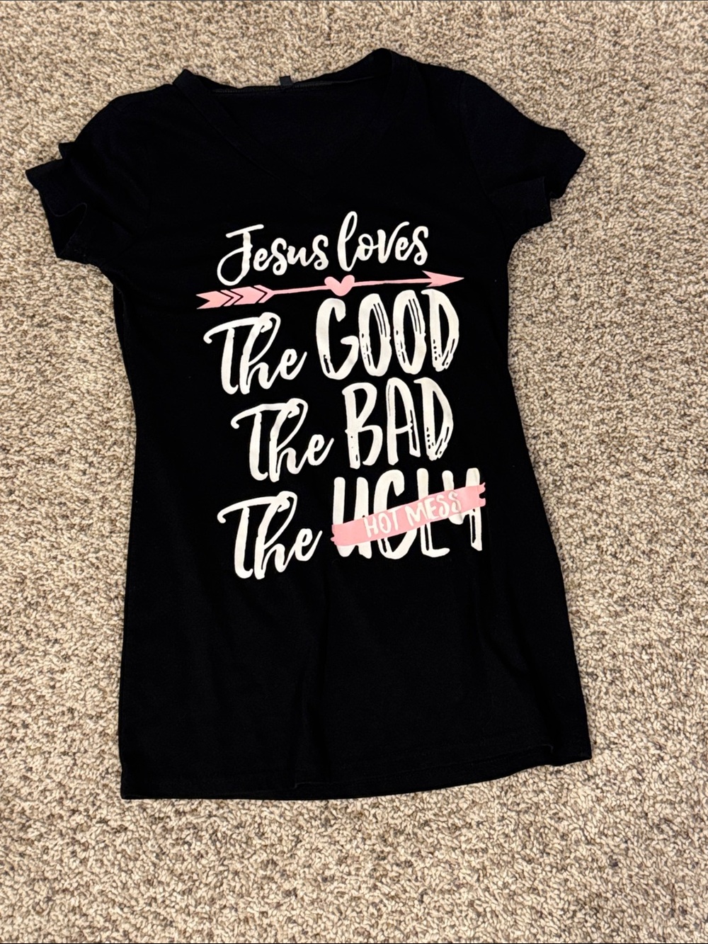 Black Graphic Tee "Jesus Loves The Good The Bad The Hot Mess